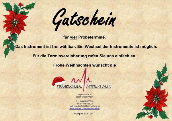 Gutschein der Musikschule Ammerland