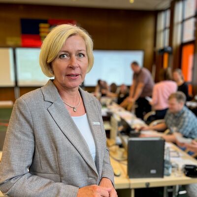 Landr&auml;tin Karin Harms in der Katastrophenschutz&uuml;bung 2024
