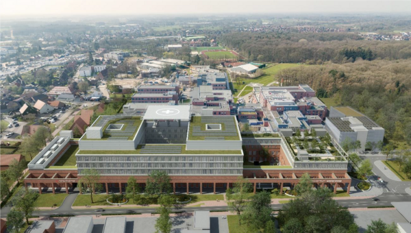 Visualisierung des späteren Klinikneubaus