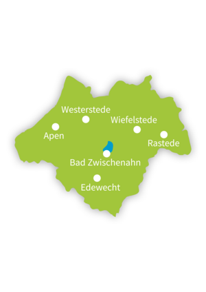 Karte vom Landkreis Ammerland