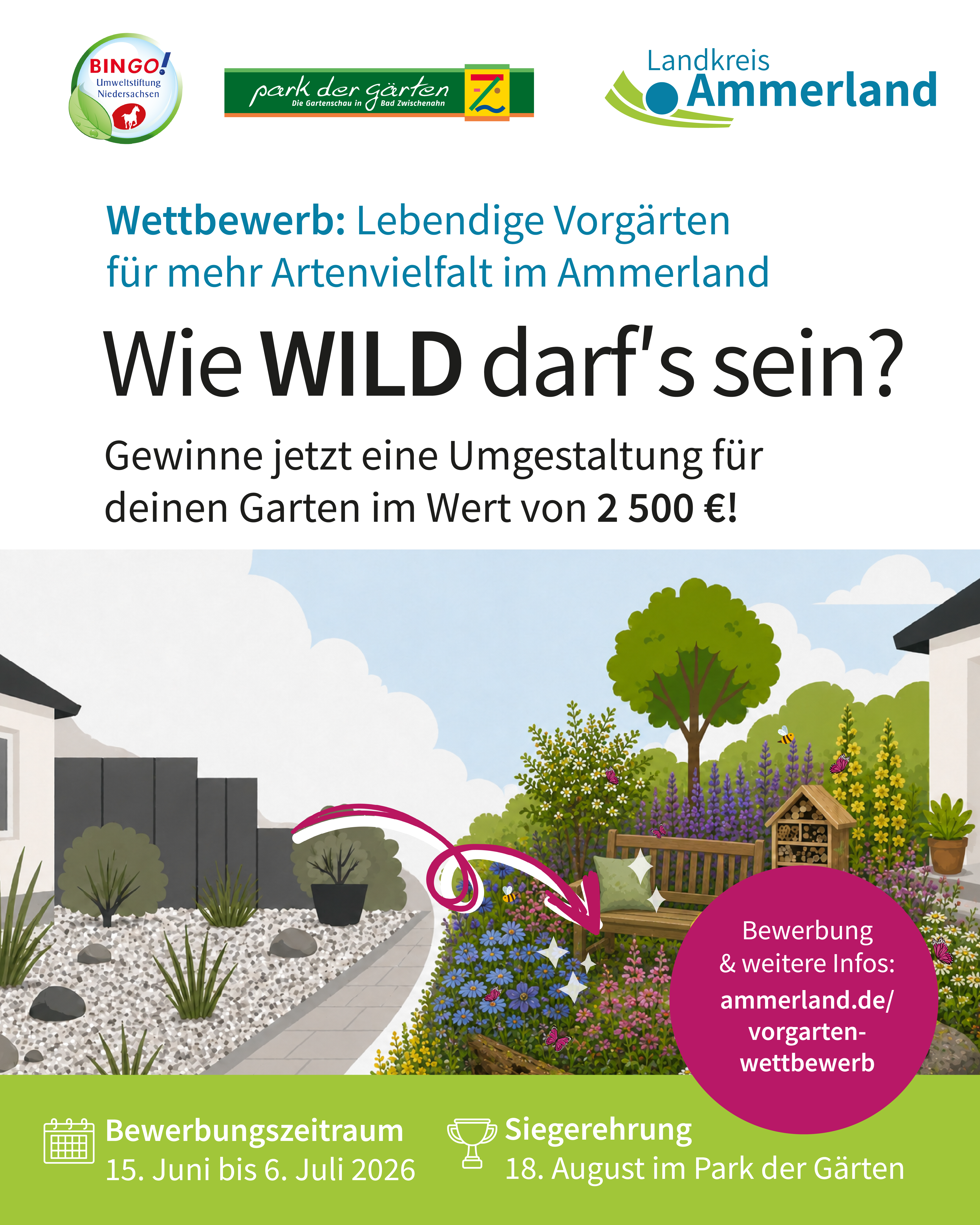 Lebendige Vorg&auml;rten f&uuml;r mehr Artenvielfalt - Wettbewerb im Ammerland